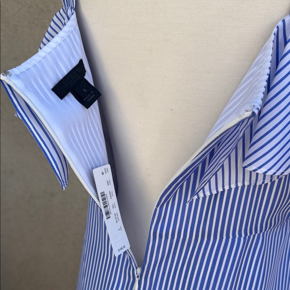 NWT J. Crew Asymmetrical Blue and White Striped Dress - Picture 9 of 9